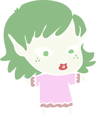 Bir insan tarafından çizilmiş düz renkli bir elf kızı.