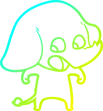 Bir insan tarafından çizilmiş şirin bir filin soğuk gradyan çizgisi