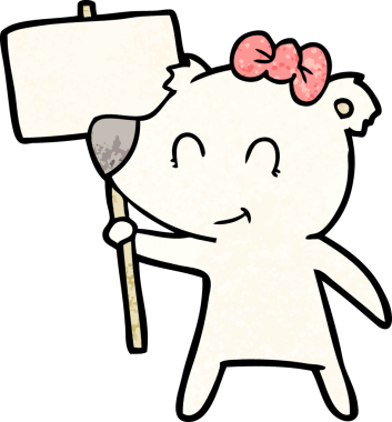 Bir insan tarafından çizilmiş protesto tabelalı kutup ayısı.