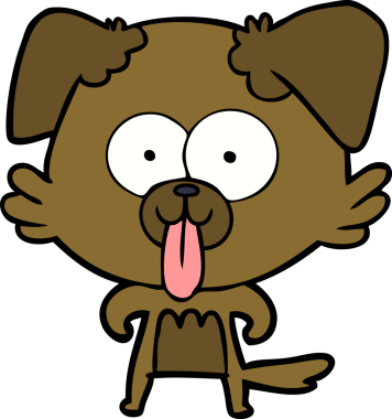 Bir insan tarafından çizilmiş dilli çizgi film köpeği.