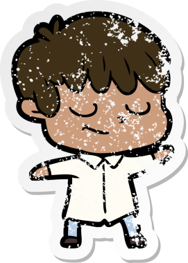 Bir insan tarafından çizilmiş mutlu bir çocuğun sıkıntılı çıkartması.