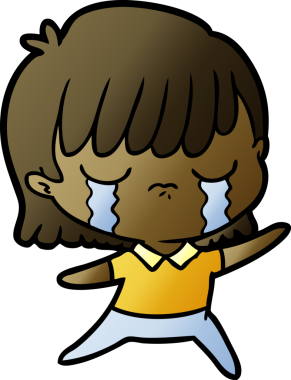 Bir insan tarafından çizilmiş ağlayan çizgi film kadını.