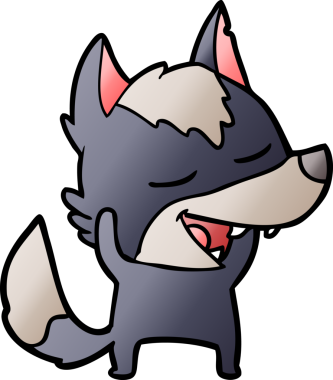 Bir insan tarafından çizilmiş gülen bir kurt.