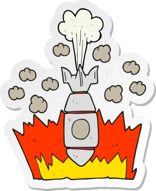 Bir insan tarafından çizilmiş, düşen bir karikatür etiketi.