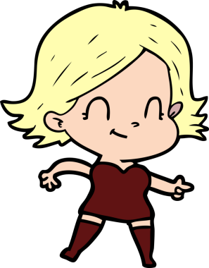 Bir insan tarafından çizilmiş karikatür dostu kız.