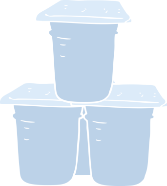 Bir insan tarafından çizilmiş yoğurt kaplarının düz renk çizimi