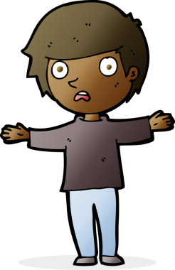 Bir insan tarafından çizilmiş endişeli bir çocuk.