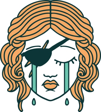 Retro Dövme Tarzı Ağlayan İnsan Haydut Karakteri