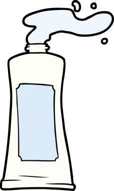 Bir insan tarafından çizilmiş tüpteki krem.