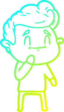 Bir insan tarafından çizilmiş mutlu bir çizgi film karakteri çizimi.