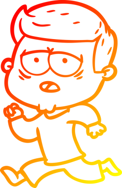 Bir insan tarafından çizilmiş, yorgun bir adamın çizgi çizimi.