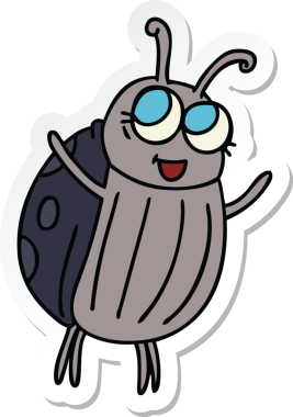 Bir insan tarafından çizilmiş garip bir el yazısı çizilmiş mutlu bir böcek.