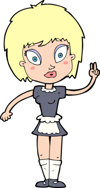 Bir insan tarafından çizilmiş çizgi film hizmetçisi.