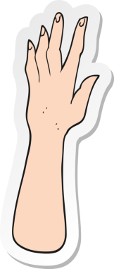 Bir insan tarafından çizilmiş bir karikatür elin çıkartması.