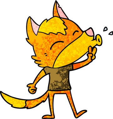 Bir insan tarafından çizilmiş tilki çizgi film karakteri