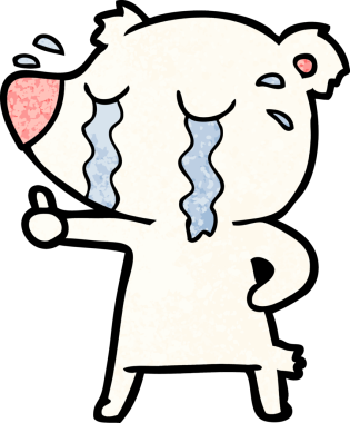 Bir insan tarafından çizilmiş üzgün küçük kutup ayısı çizgi filmi.