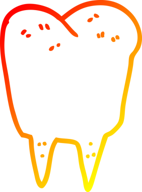 Bir insan tarafından çizilen çizgi film dişinin sıcak gradyan çizimi