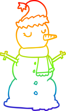 gökkuşağı gradyan çizgi çizimi bir insan tarafından çizilmiş bir kardan adam