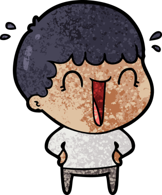 Bir insan tarafından çizilmiş gülen karikatür adam.