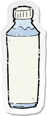 Bir insan tarafından çizilmiş karikatür su şişesinin gerilimli yapıştırması.