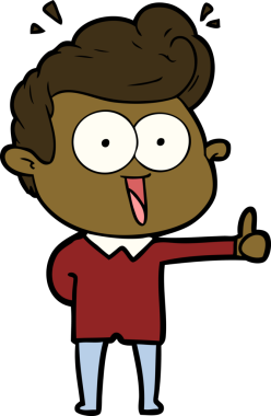 Bir insan tarafından çizilmiş çizgi film bakışlı adam.