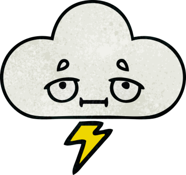 Bir insan tarafından çizilmiş bir gök gürültüsü bulutunun retro grunge desen çizimi