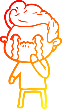 Bir insan tarafından çizilmiş ağlayan bir çizgi film karakteri çizimi.