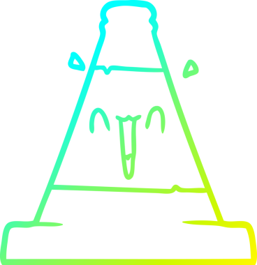 Bir insan tarafından çizilmiş trafik konisinin soğuk gradyan çizgisi.