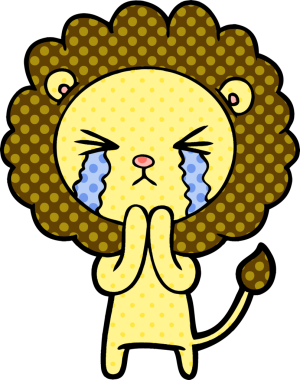 Bir insan tarafından çizilmiş ağlayan aslan çizgi filmi.