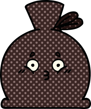 Bir insan tarafından çizilmiş bir çuval karikatürü.