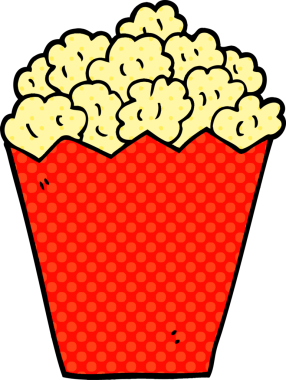 Bir insan tarafından çizilmiş çizgi film patlamış mısırı.