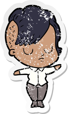 Bir insan tarafından çizilmiş karikatür bir kadının sıkıntılı çıkartması.