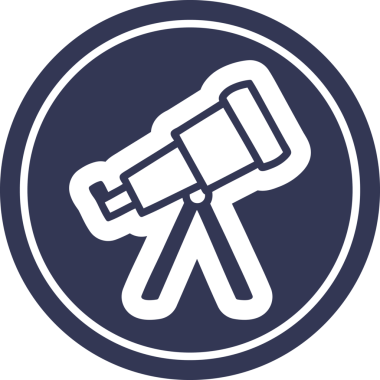 Bir insan tarafından çizilmiş astronomi teleskobu dairesel simgesi