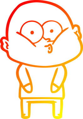 Bir insan tarafından çizilmiş kel bir adamın sıcak çizgi çizimi.