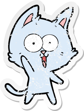 Bir insan tarafından çizilmiş komik bir çizgi film kedisinin sıkıntılı çıkartması.