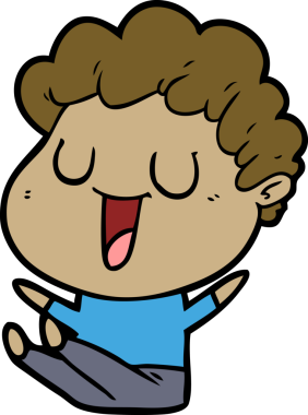 Bir insan tarafından çizilmiş gülen karikatür adam.