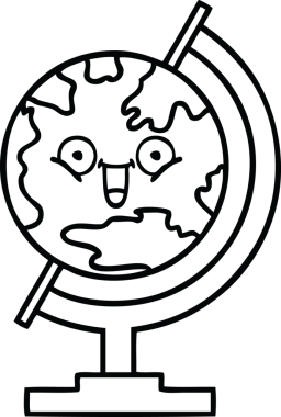 Bir insan tarafından çizilmiş dünyanın karikatürü.