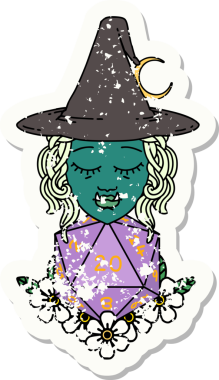 Retro Dövme Biçimi Bir insan tarafından çizilmiş 20 zarlı yarı ork sihirbazı