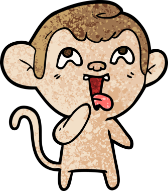 Bir insan tarafından çizilmiş çılgın çizgi film maymunu