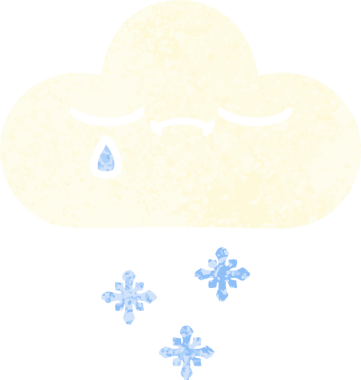 Bir insan tarafından çizilmiş bir kar bulutunun retro çizim tarzı karikatürü