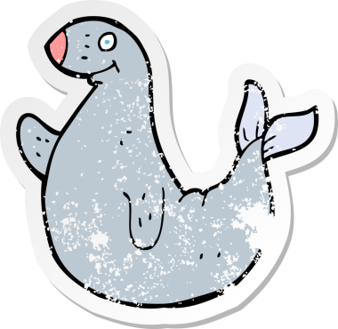 Bir insan tarafından çizilmiş bir karikatür mührünün gerilmiş yapıştırması.