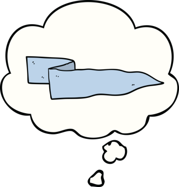 Bir insan tarafından çizilmiş düşünce baloncuklu çizgi film afişi.