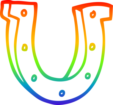 Gökkuşağı gradyan çizgi çizimi Bir insan tarafından çizilmiş altın at nalı