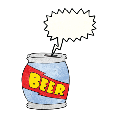 Serbest konuşma balonu desenli karikatür bira kutusu bir insan tarafından çizildi.