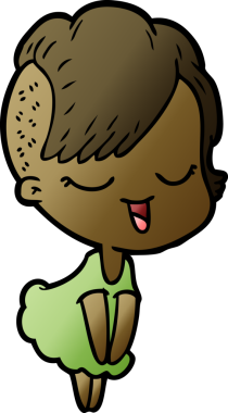 Bir insan tarafından çizilmiş mutlu çizgi film kızı.