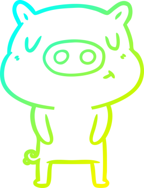 Bir insan tarafından çizilen çizgi film içerikli bir domuzun soğuk çizgi çizimi