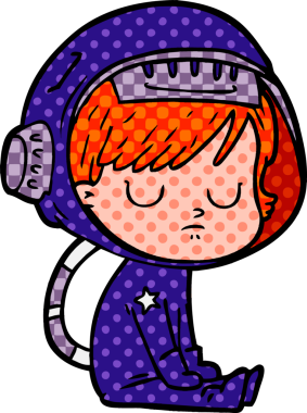 Bir insan tarafından çizilmiş astronot kadın.