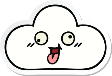 Bir insan tarafından çizilmiş şirin bir karikatür bulutunun çıkartması.