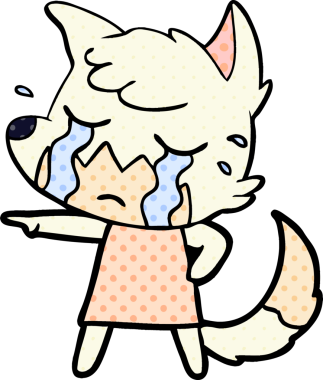 Bir insan tarafından çizilmiş ağlayan tilki çizgi filmi.