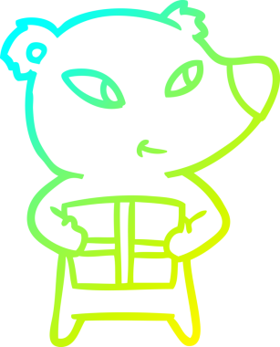 Bir insan tarafından çizilmiş ksenli şirin bir kutup ayısının soğuk gradyan çizimi.